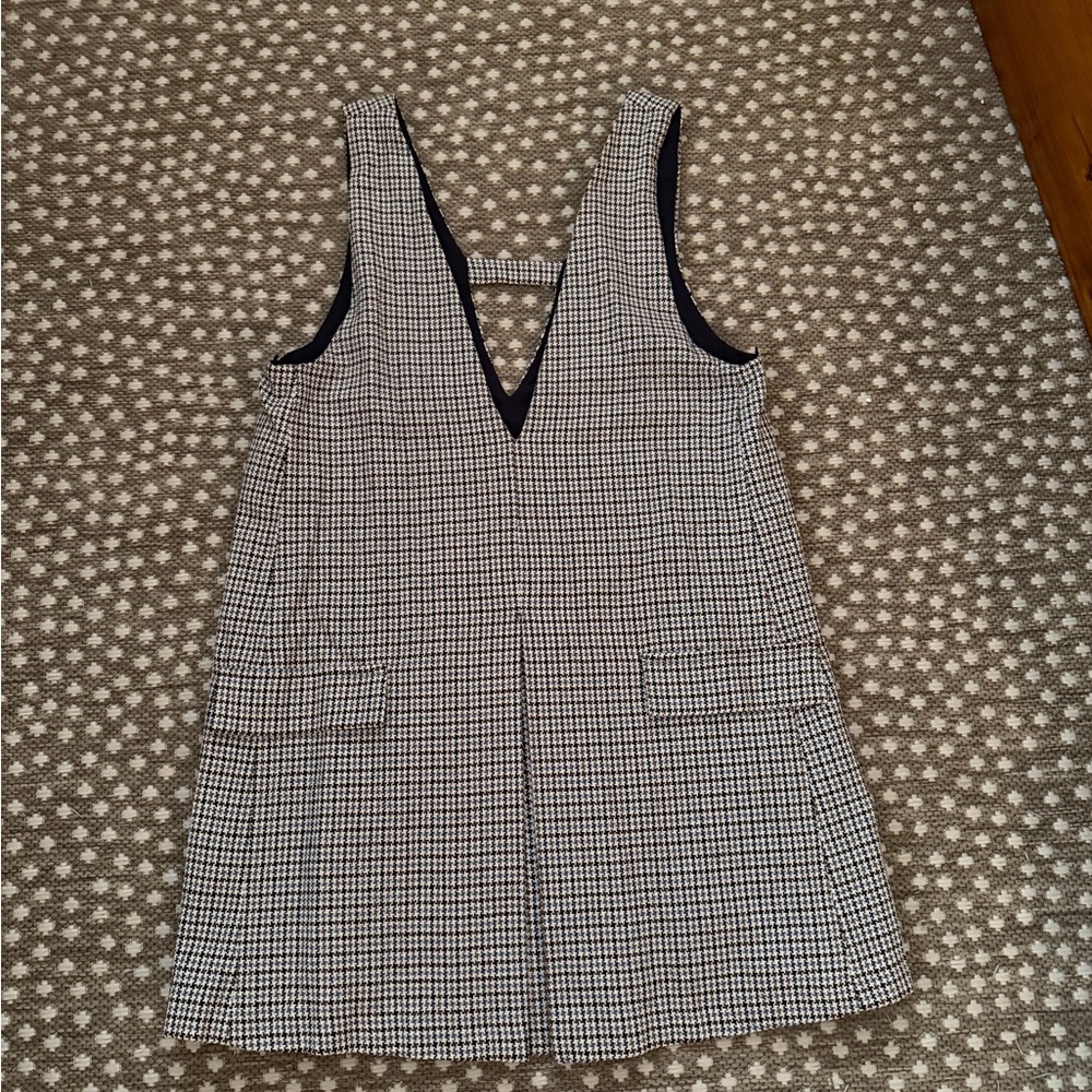 Zara plaid pleated apron dress medium preppy dark academia